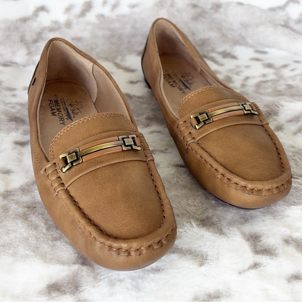 LifeStride Velocity Tan Driving Loafers Gold Bit Comfort Flats | Size 8.5M - Picture 5 of 12